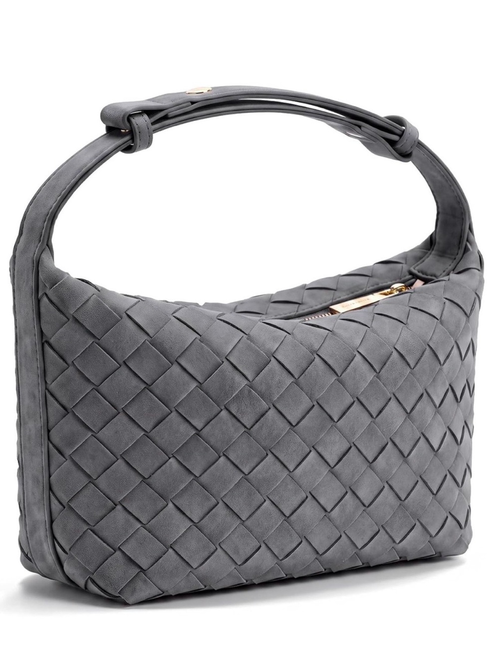 Woven Suede Hobo Bag | Dark Gray | NWT